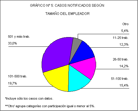 Sector de gr&aacute;fico n� 5: casos notificados seg&uacute;n
